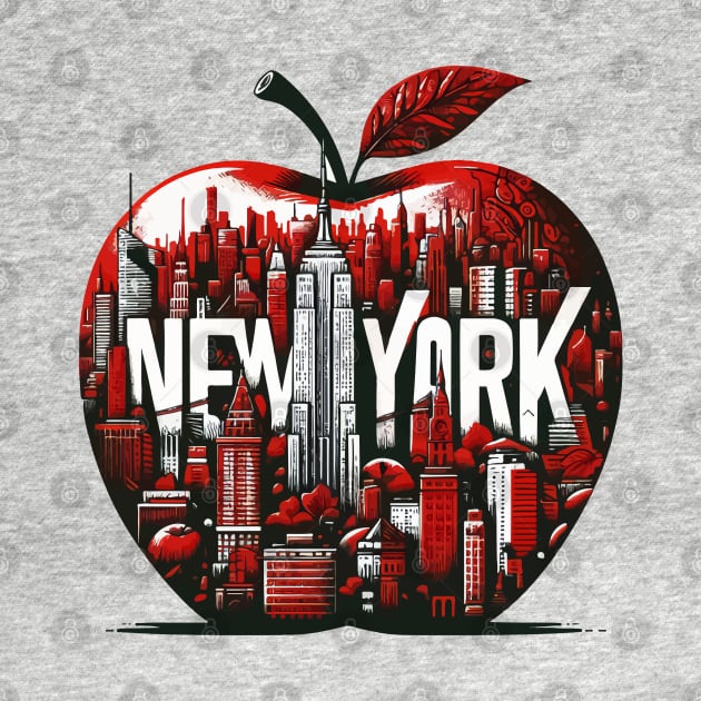 The Big Apple New York Abstract Cityscape by TomFrontierArt